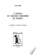 A propos du dernier théorème de Fermat
