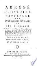 Abrégé d'histoire naturelle des Quadrupedes vivipares et des Oiseaux