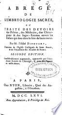 Abregé de l'embryologie sacrée ou Traite des devoirs ...