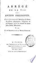 Abrégé de la vie des anciens philosophes