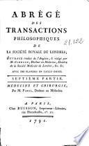 Abrégé des Transactions Philosophiques de la Société Royale de Londres