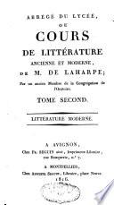 Abrégé du lycée ou cours de littérature ancienne et moderne