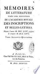 Académie Royale des Inscriptions et Belles Lettres. Mémoires..