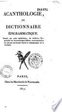 Acanthologie, ou Dictionnaire épigrammatique