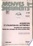 Acquisition et utilisation de l'automobile