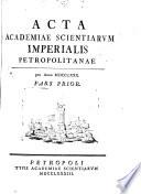Acta Academiae scientiarum imperialis Petropolitanae