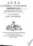 Acta Academiae Scientiarum Imperialis Petropolitanae