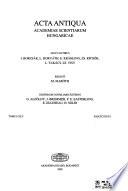 Acta Antiqua Academiae Scientiarum Hungaricae