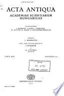 Acta Antiqua Academiae Scientiarum Hungaricae