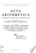 Acta arithmetica