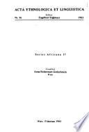 Acta ethnologica et linguistica