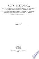 Acta Historica Academiae Scientiarum Hungaricae