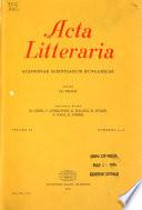 Acta Litteraria Academiae Scientiarum Hungaricae