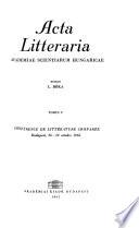 Acta Litteraria Academiae Scientiarum Hungaricae