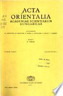 Acta Orientalia Academiae Scientiarum Hungaricae