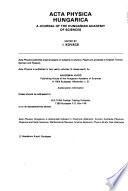 Acta Physica Hungarica