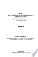 Acta XX Congressus Internationalis Ornithologici, Christchurch, New Zealand, 2-9 December 1990