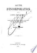 Acte d'incorporation de la cité de Quebec