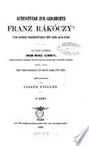 Actenstücke zur Geschichte Franz Rákóczy's und seiner Verbindungen mit dem Auslande