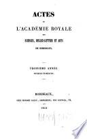 Actes de l'Academie Nationale des Sciences, Belles-Lettres et Arts de Bordeaux
