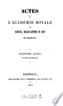 Actes de l'Academie Royale des Sciences, Belles Lettres et Arts de Bordeaux