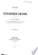Actes des Etats Généraux de 1600