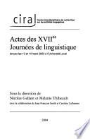 Actes des Journées de linguistique
