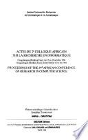 Actes du 2e Colloque Africain sur la Recherche en Informatique