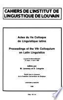 Actes du 5e colloque de linguistique latine