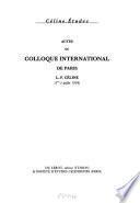 Actes du Colloque international de Paris L.-F. Céline (1er-5 juillet 1994).
