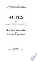 Actes du Congrès de Caen, 23-25 mars 1963