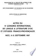 Actes du ... Congrès international de langue et littérature d'oc et d'études franco-provençales