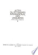 Actes Du ... Congrès International Des Linguistes