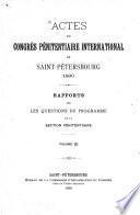 Actes du Congrès Pénitentiaire International de Saint-Pétersbourg 1890