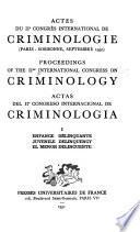 Actes du IIe Congrès international de criminologie (Paris-Sorbonne, septembre 1950)