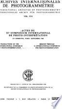 Actes Du IIe [i.e. Deuxième] Symposium International de Photo-interprétation