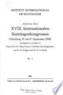 Actes du XVIIIe Congrès international de sociologie, Nuremberg, 10-17 septembre 1958