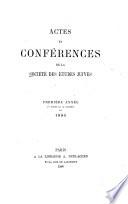 Actes et conférences de la Société des Études Juives
