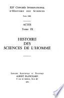 Actes: Historie des sciences de l'homme