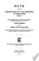 Acts of the Legislature of the Province of Manitoba