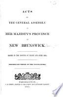 Acts of the Legislature of the Province of New Brunswick
