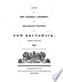 Acts of the Legislature of the Province of New Brunswick