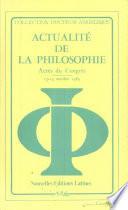 Actualité de la philosophie