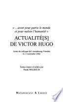Actualité de Victor Hugo