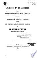 Affaire de Mlle de Lamerlière à propos de l'apparition de le Sainte-Vierge à la Salette