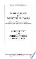 African text and critical voices-approaches