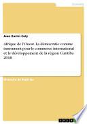 Afrique de l'Ouest. La démocratie comme instrument pour le commerce international et le développement de la région Curitiba 2018