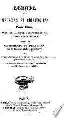 Agenda des médecins et chirurgiens pour 1854, suivi de la liste des pharmaciens et des vétérinaires, contenant un memento du praticien