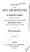 Agenda spécial des achitectes et des entrepreneurs de bâtiments, pour l'année 1876
