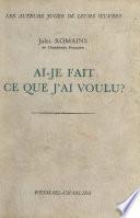 Ai-je fait ce que j'ai voulu ?
